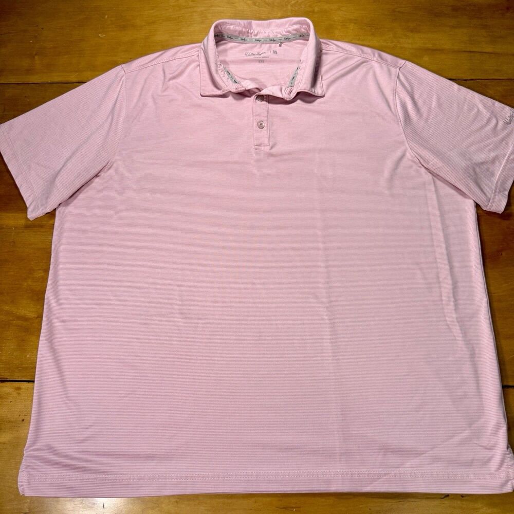 Walter Hagen 11 Majors Polo Shirt XXL Pink Striped Stretch Golf Performance